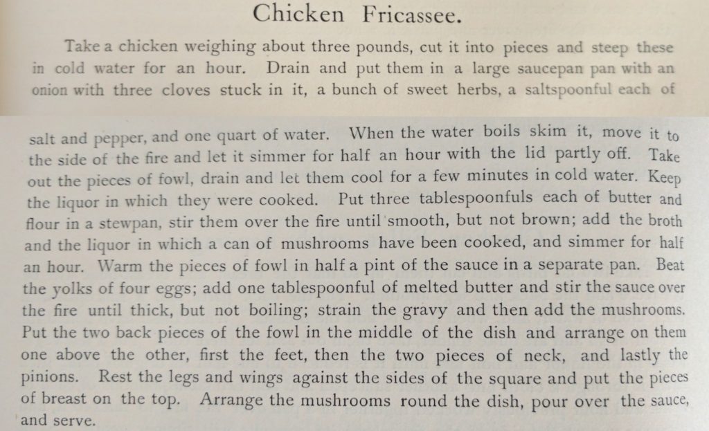 Chicken Fricassee, recipe