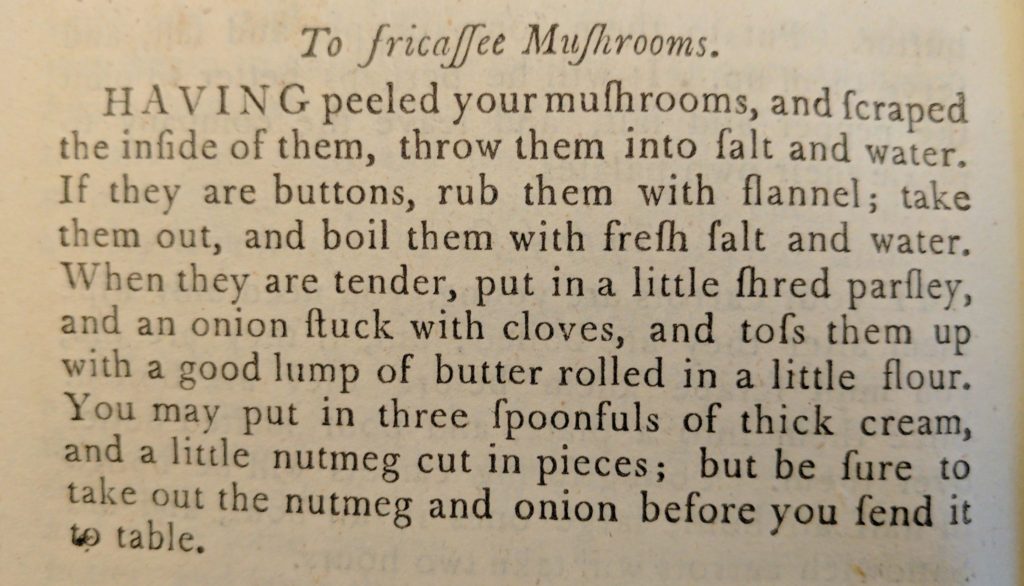 To Fricassee Mushrooms, recipe